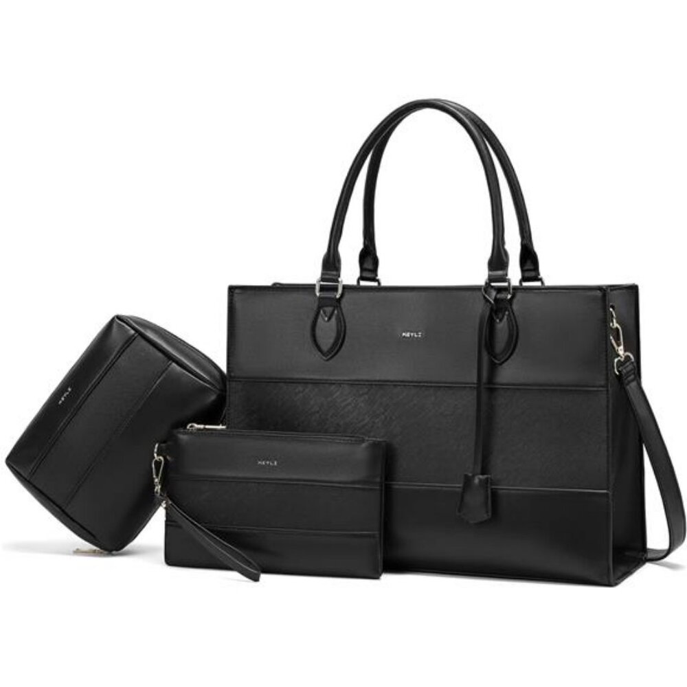 3pc Sets Laptop Bag for Women,15.6 Inch Work Tote Bags Waterproof Leather